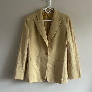 MaxMara Banana Yellow Wool/Cashmere/Angora/Silk/Linen Blazer Size 8